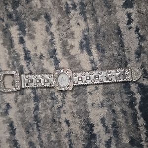 Geneva Women's watch western style with rhinestones silver